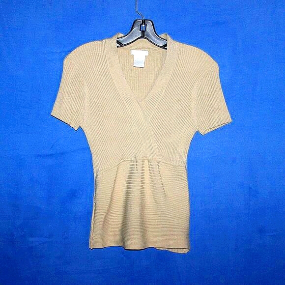 Worthington Ribbed Silk Blend Wrap Top L - Picture 1 of 5